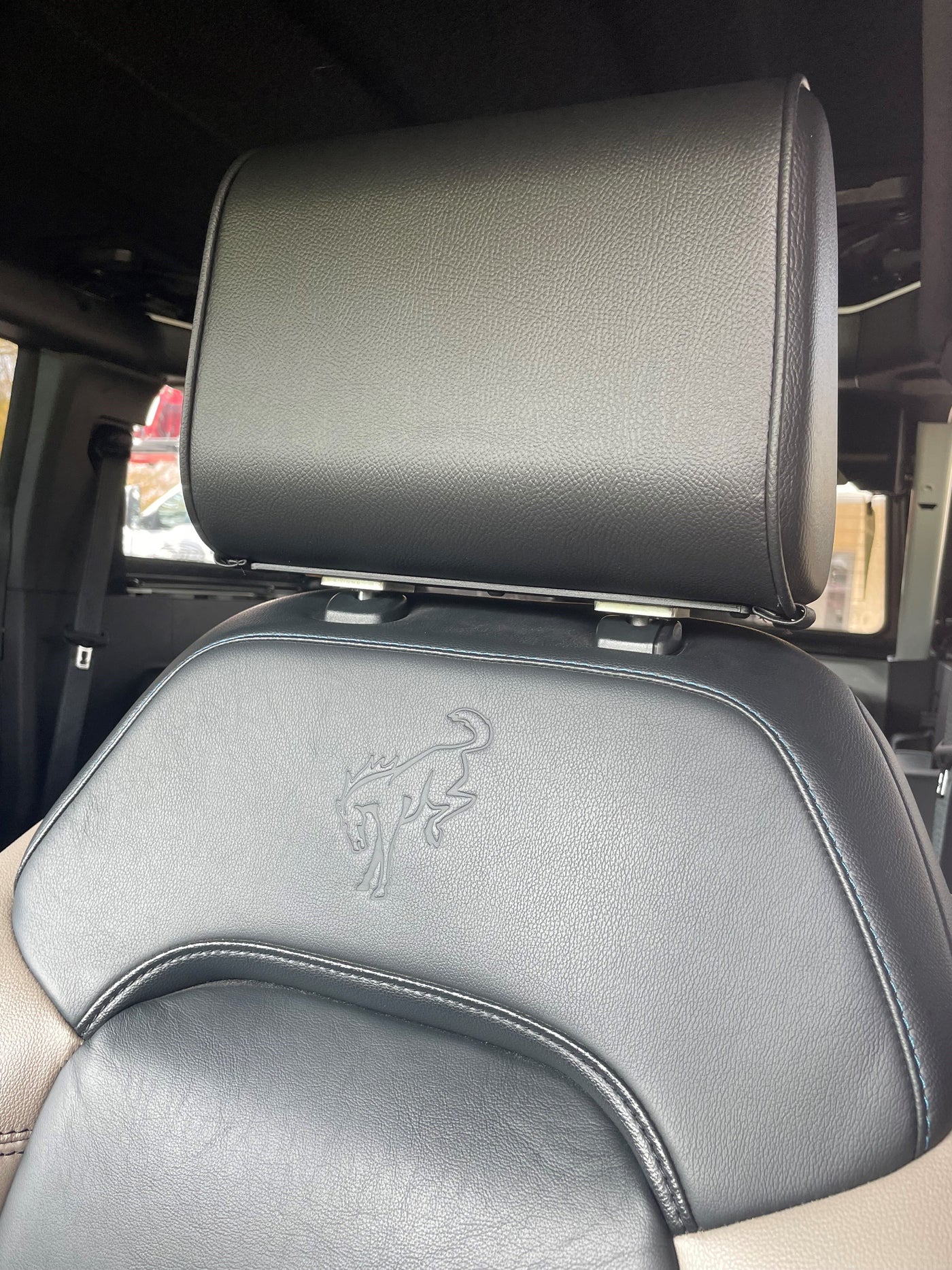 Ford Bronco headrest with Headrest Safe installed